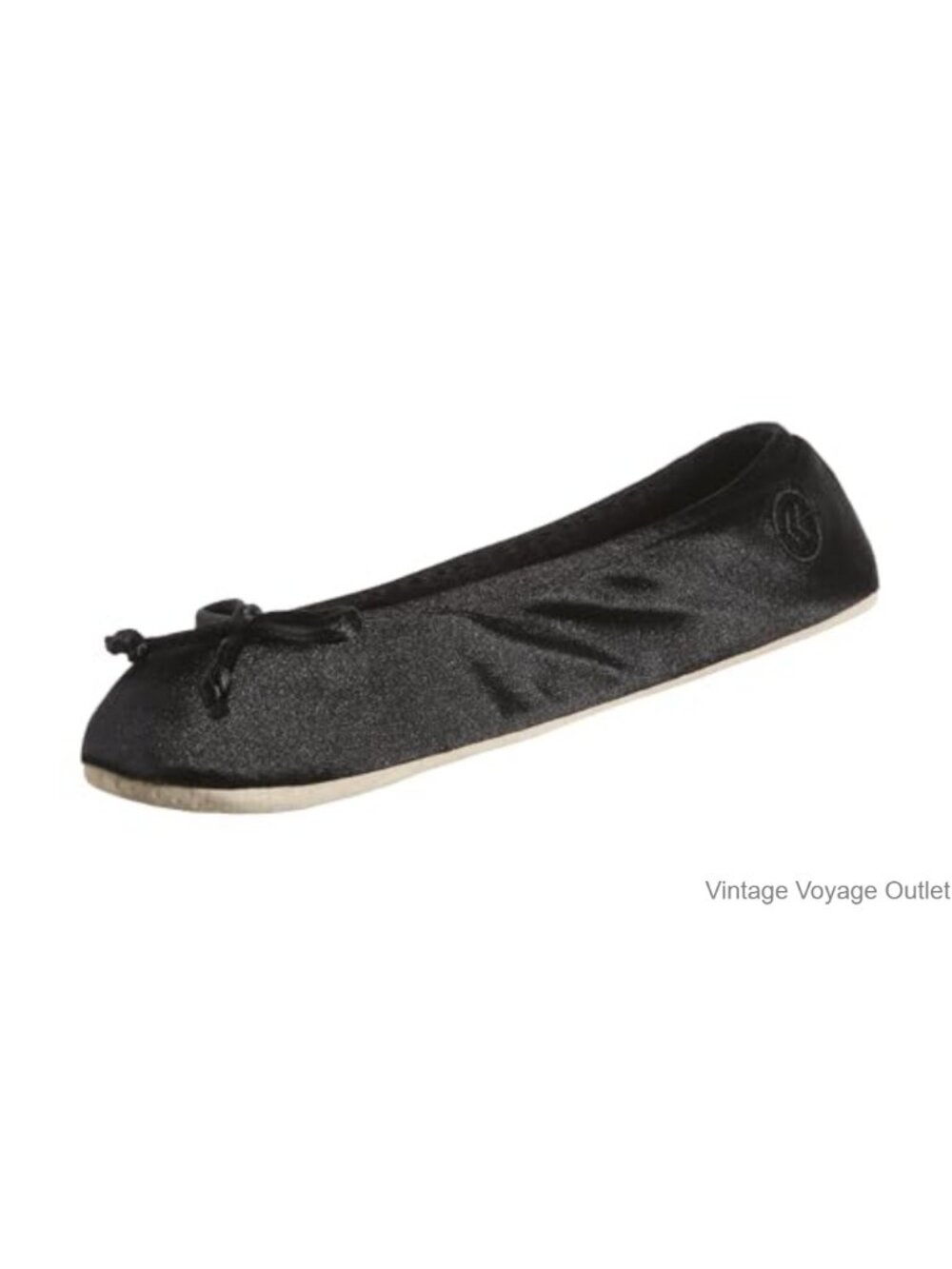 Isotoner Satin Ballerina Slippers with Ribbon Bow, Suede Sole